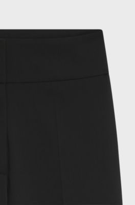 High-waisted regular-fit trousers with flared leg, Black
