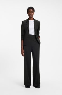 High-waisted regular-fit trousers with flared leg, Black