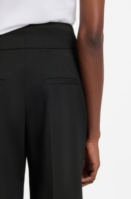 High-waisted regular-fit trousers with flared leg, Black