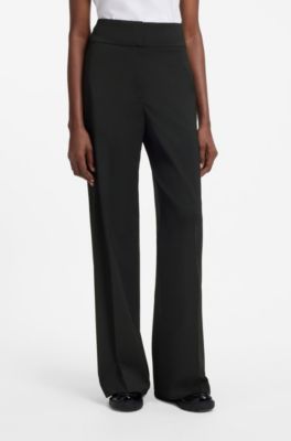 High-waisted regular-fit trousers with flared leg, Black