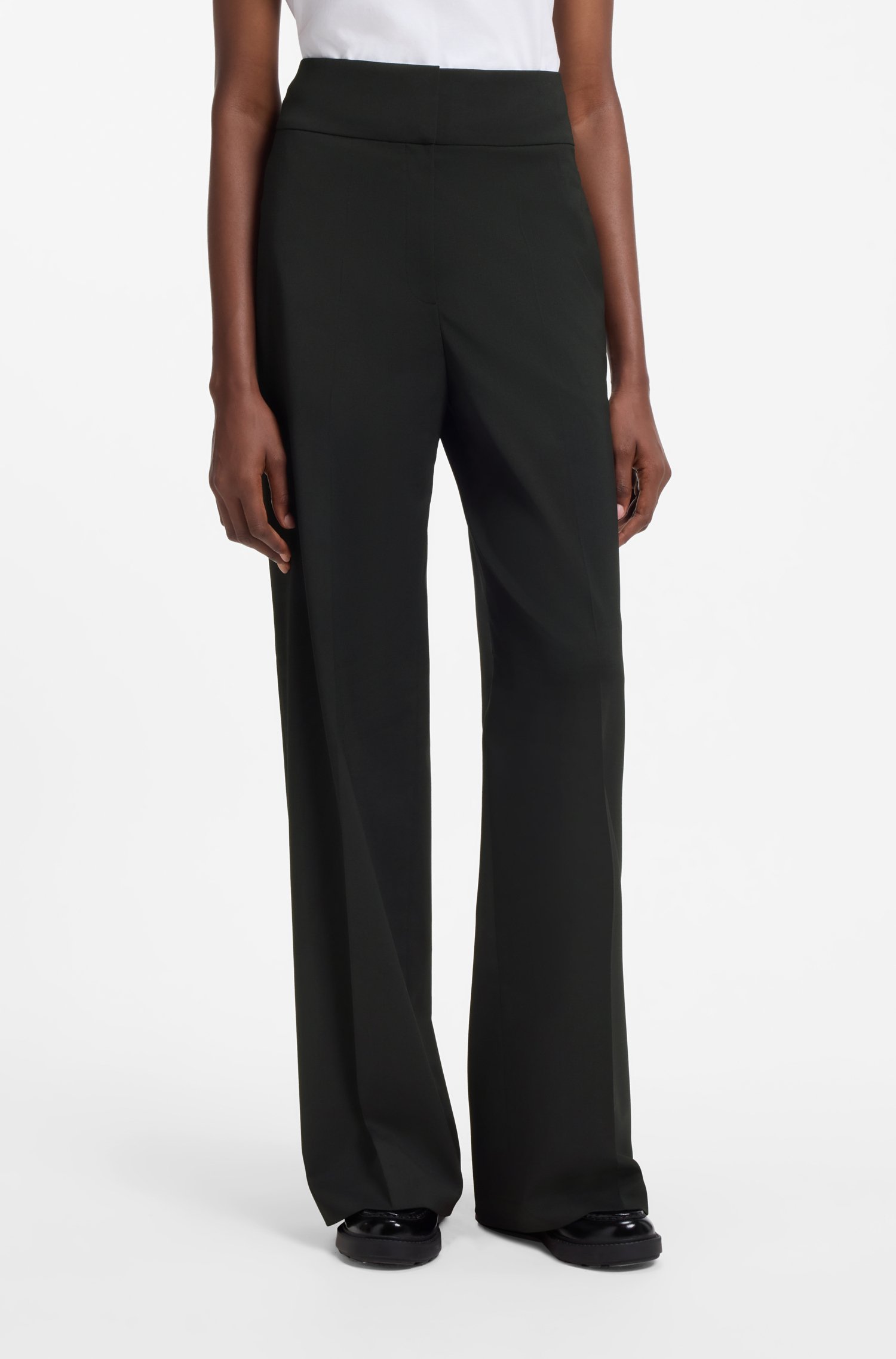 Hugo High-waisted regular-fit trousers with flared leg byxor dam