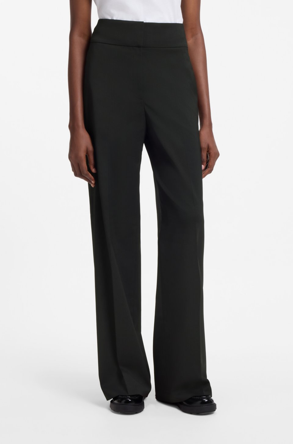 High-waisted regular-fit trousers with flared leg
