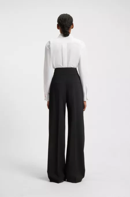 High-waisted regular-fit trousers with flared leg
