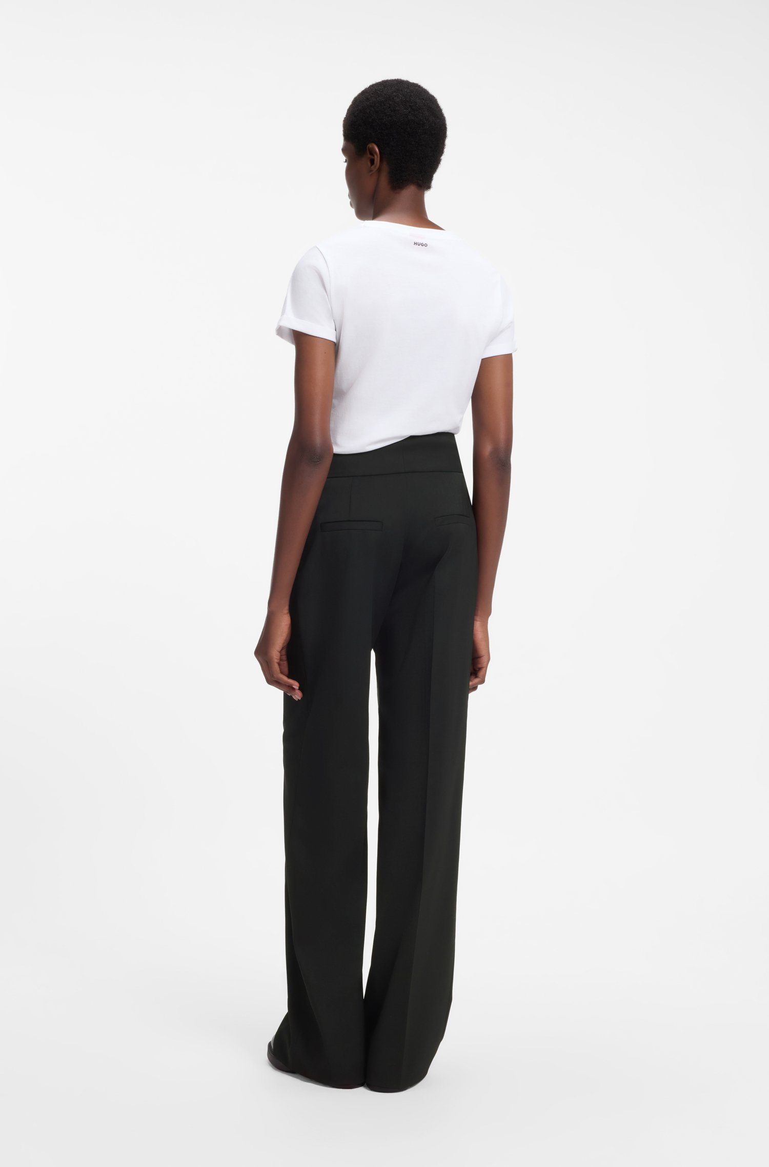 Hugo High-waisted regular-fit trousers with flared leg byxor dam – bild 2