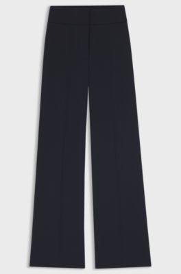 High-waisted regular-fit trousers with flared leg, Dark Blue
