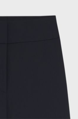 High-waisted regular-fit trousers with flared leg, Dark Blue