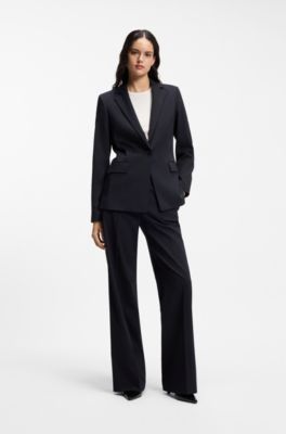 Regular-Fit Hose mit hohem Bund und ausgestelltem Bein, Dunkelblau