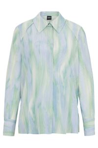 Silk blouse with seasonal stripe print, Patterned