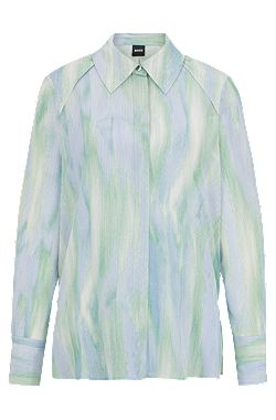 Silk blouse with seasonal stripe print