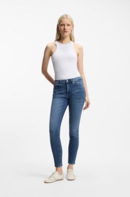 Skinny-fit jeans in blue super-stretch denim, Blue