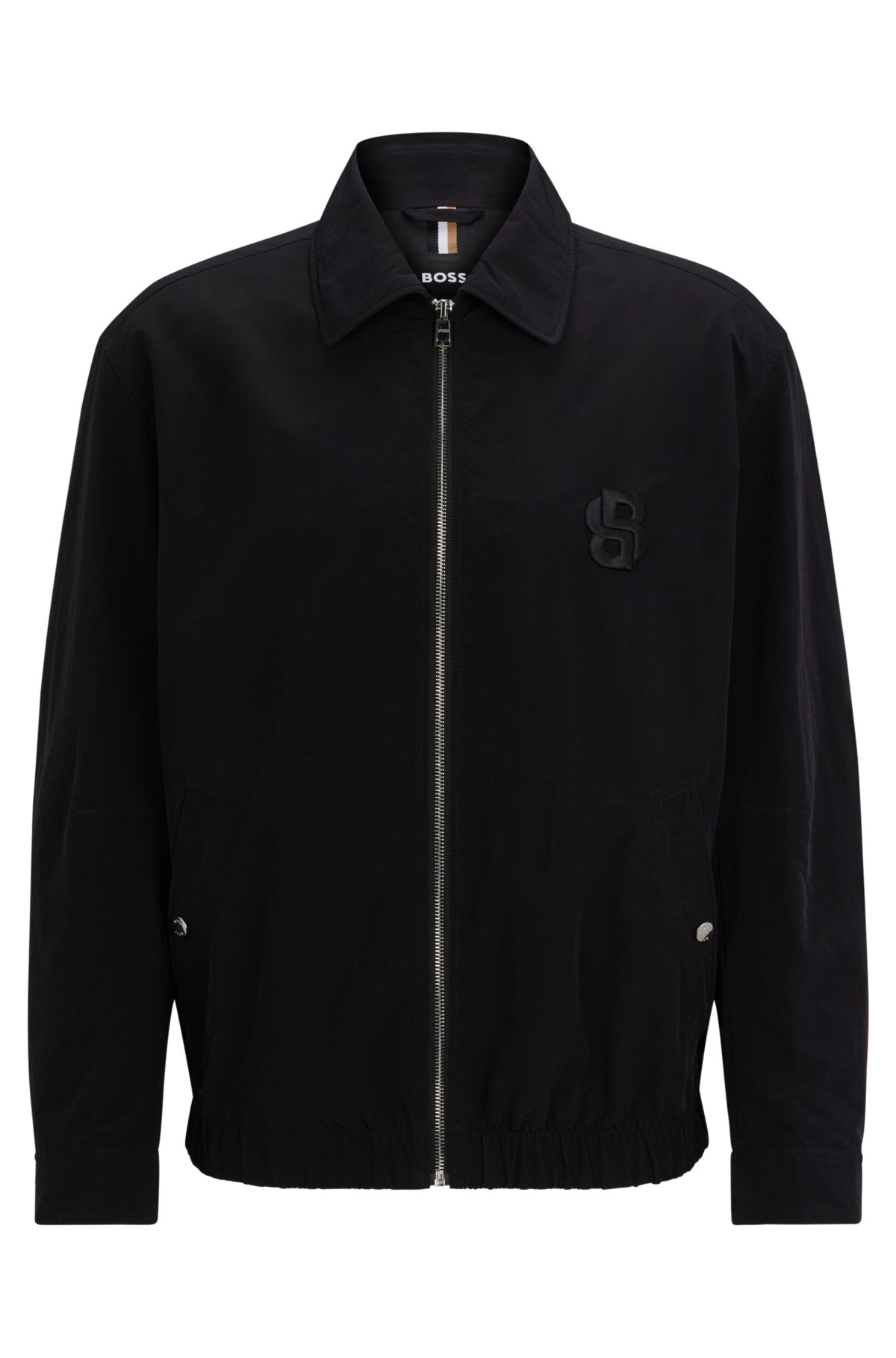 Regular-fit water-repellent jacket with double monogram, Black