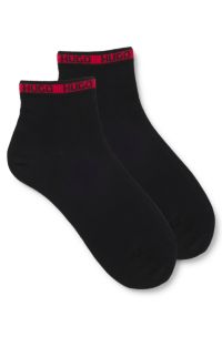 Two-pack of short-length socks with logo tape, Black