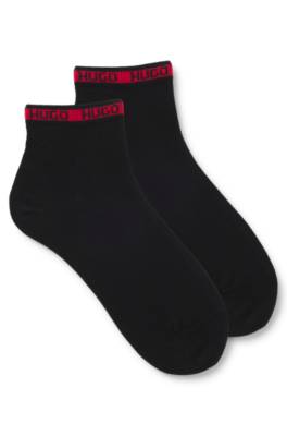 Two-pack of short-length socks with logo tape 1