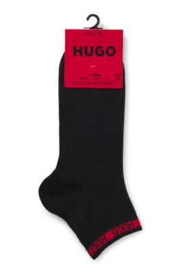 Two-pack of short-length socks with logo tape, Black