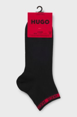 Zweierpack kurze Socken mit Logo-Tape, Schwarz