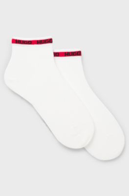Two-pack of short-length socks with logo tape, White