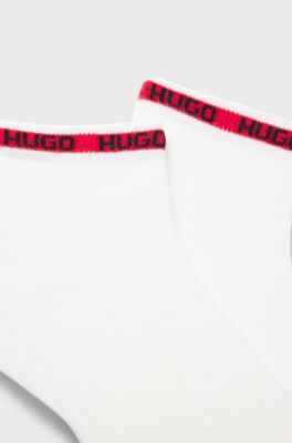 Two-pack of short-length socks with logo tape, White