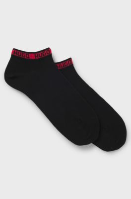 Two-pack of ankle-length socks with logos, Black