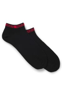 Paquete de dos pares de calcetines tobilleros con logos, Negro