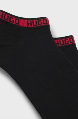 Two-pack of ankle-length socks with logos, Black