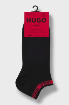 Two-pack of ankle-length socks with logos, Black