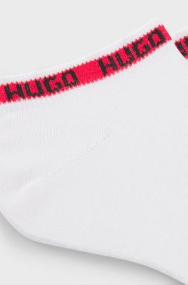 Set van twee paar enkelsokken met logo&rsquo;s, Wit