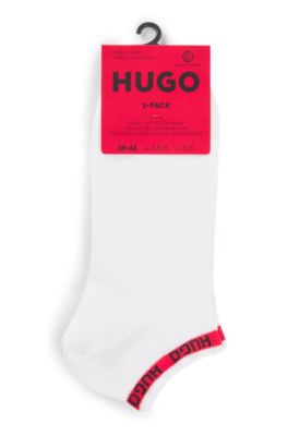 Zweierpack kn&ouml;chellange Socken mit Logos, Wei&szlig;