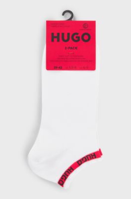Two-pack of ankle-length socks with logos, White
