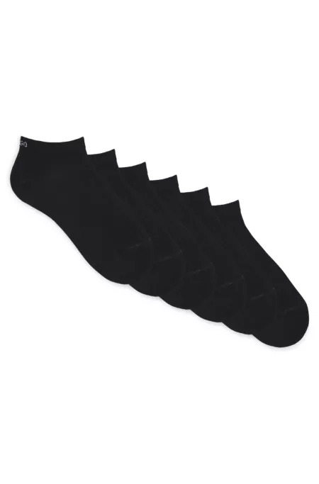 Six-pack of cotton-blend ankle socks with logos