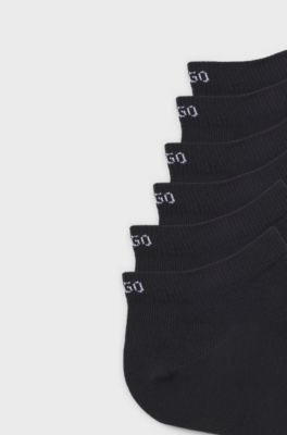 Sechserpack Sneakers-Socken aus Baumwoll-Mix mit Logos, Schwarz