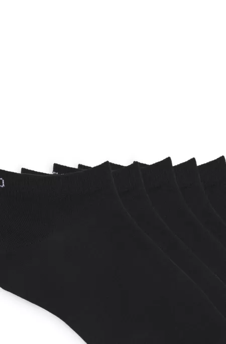 Six-pack of cotton-blend ankle socks with logos