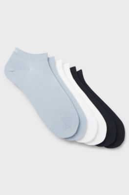 Set van zes paar enkelsokken van een katoenmix met logo&rsquo;s, Black / White / Blue
