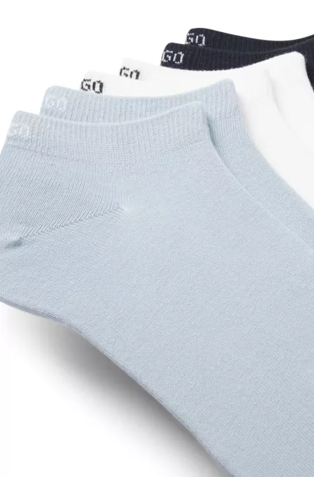 Six-pack of cotton-blend ankle socks with logos