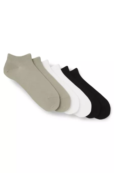 Six-pack of cotton-blend ankle socks with logos