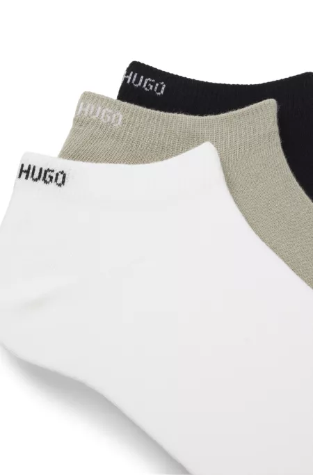 Six-pack of cotton-blend ankle socks with logos
