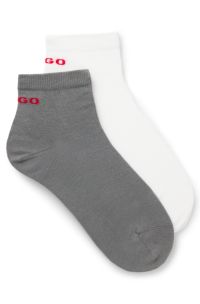 Two-pack of short cotton-blend socks, White / Grey