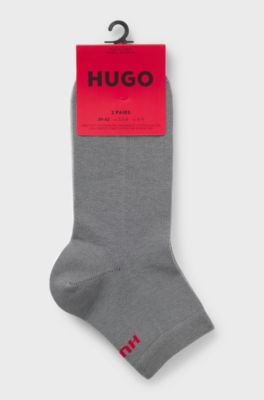 Two-pack of short cotton-blend socks, White / Grey