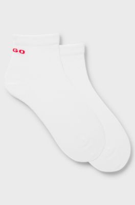 Two-pack of short cotton-blend socks, White