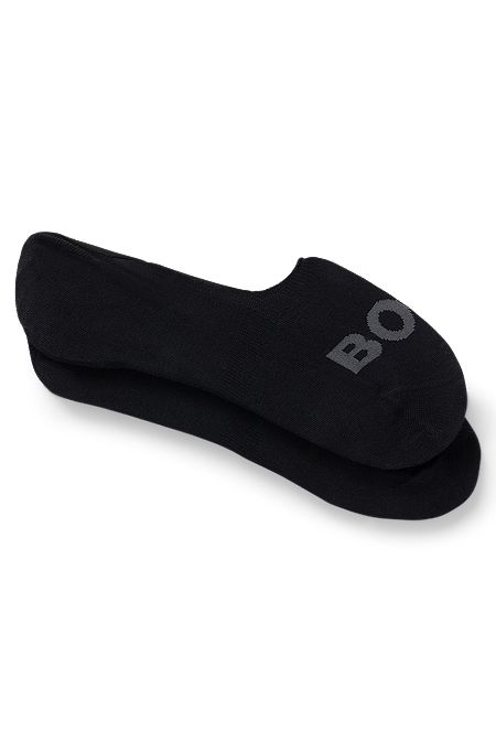 Two-pack of invisible socks with logo details, Black