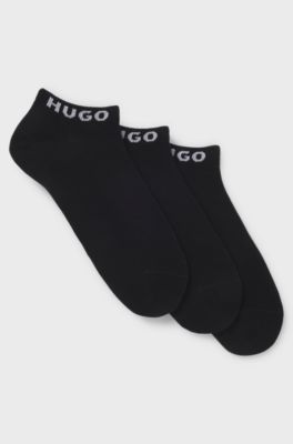 Three-pack of ankle socks with logo cuffs, Black