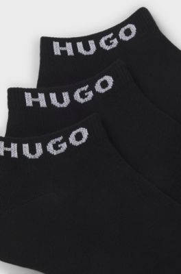 Three-pack of ankle socks with logo cuffs, Black