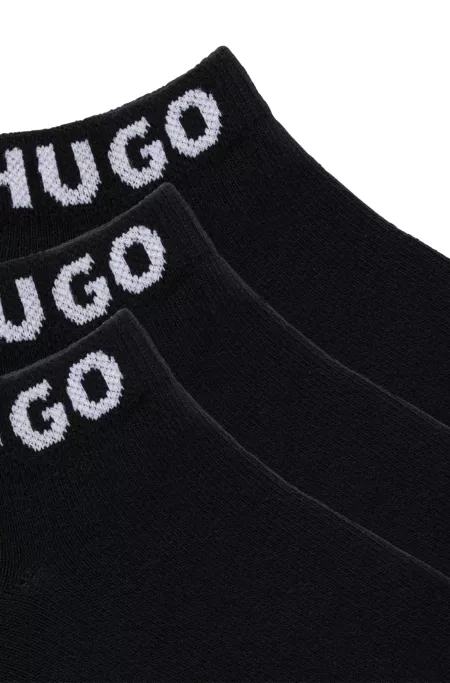 Three-pack of ankle socks with logo cuffs