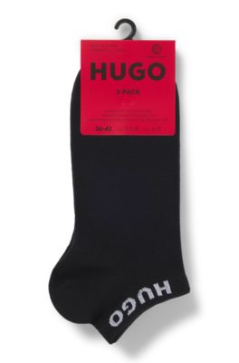 Three-pack of ankle socks with logo cuffs, Black