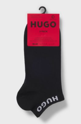 Lot de trois paires de chaussettes basses avec bords logot&eacute;s, Noir
