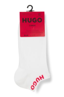 Three-pack of ankle socks with logo cuffs, White