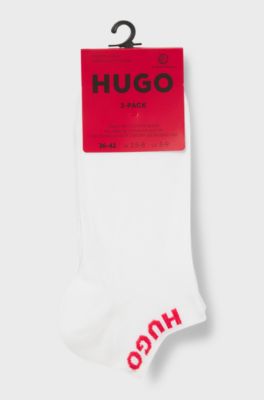 Three-pack of ankle socks with logo cuffs, White