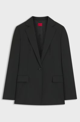 Regular-fit jacket with notch lapels, Black