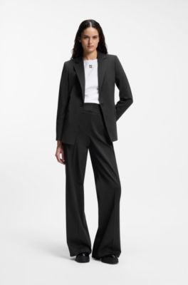 Regular-fit jacket with notch lapels, Black