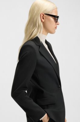 Regular-fit jacket with notch lapels, Black