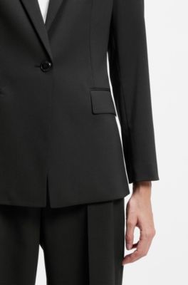 Regular-fit jacket with notch lapels, Black